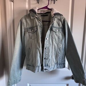 Brandy Melville light wash denim jacket with hood